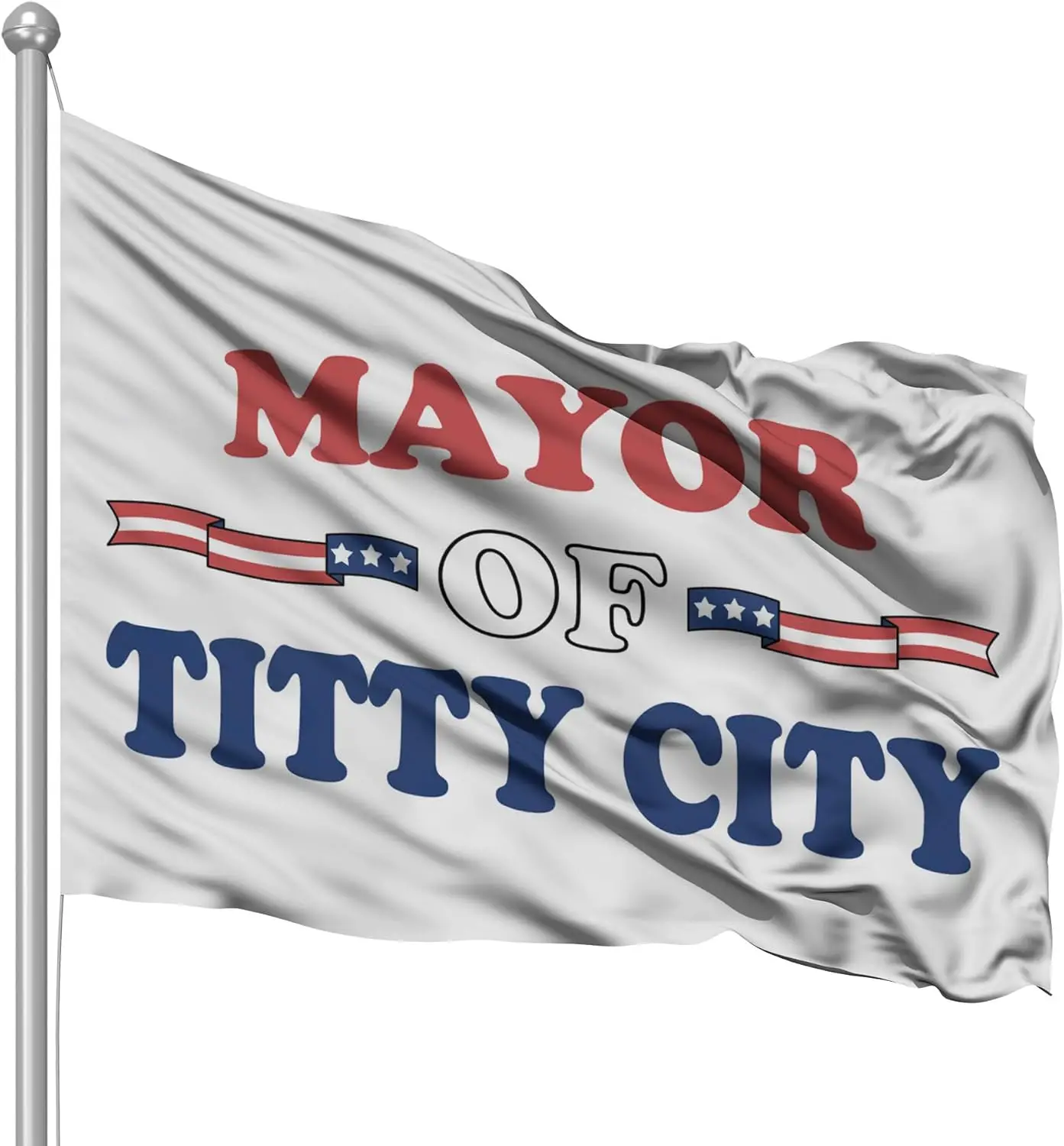 Mayor Of Titty City Flag Funny Poster 3X5 Hanging Banner For Man Cave Bedroom Frat College Room Dorm Decoration