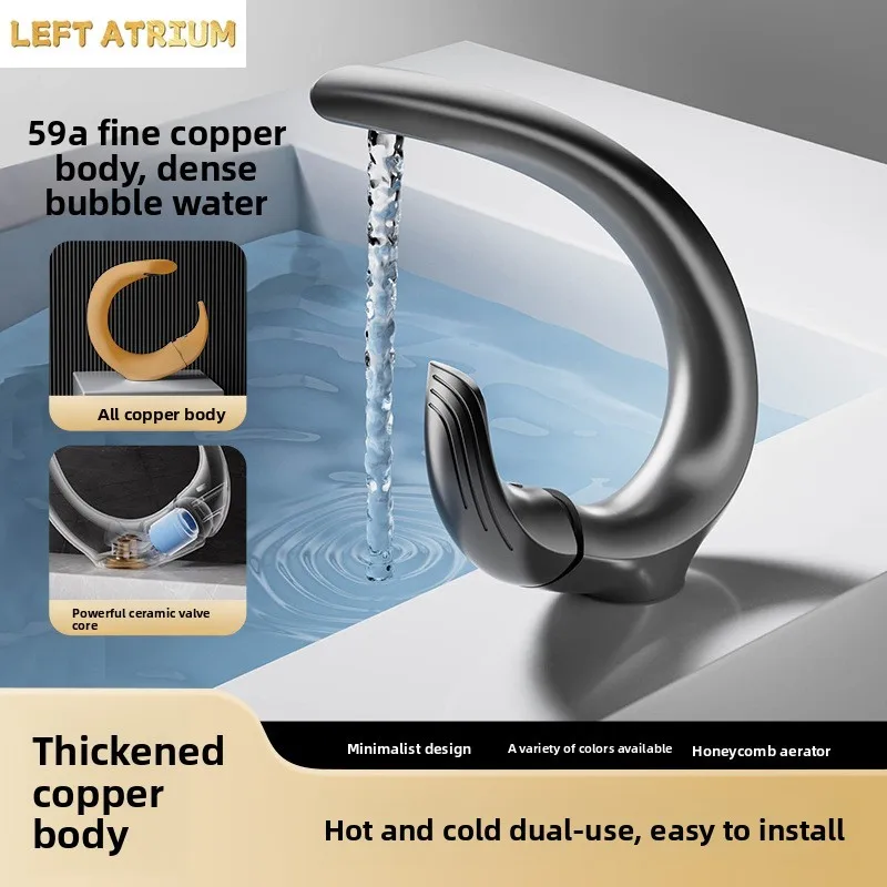 Creative All-Copper Sink Faucet with Separate Hot and Cold Water Controls for Bathroom Sinks—Explosion-Proof Design
