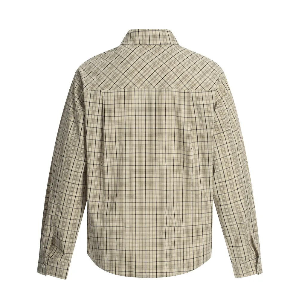 Retro Brief Drucken Plaid Shirts Herren Tasche Herbst High Street Revers Einreiher Langarm Baumwolle Shirts Männer – Detail 6