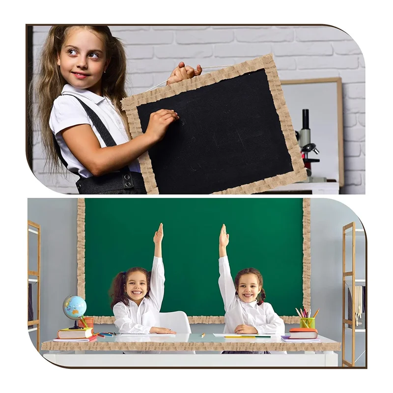 HJ-Burlap For Classroom Decor 6 Rolls Ruffled Bulletin Board Border For Classroom Farmhouse Style