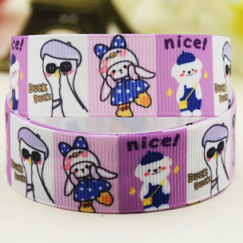 22mm 25mm 38mm 75mm bear cartoon printed Grosgrain Ribbon party decoration 10 Yards satin ribbons