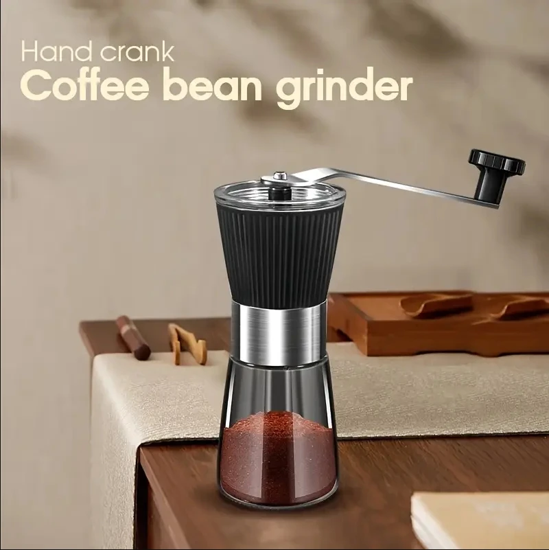 1PCS Manual Coffee Grinder Glass Portable Outdoor Coffee Machine Ceramic Grinding Core Pepper Grain Mill Coffeeware for Kitchen