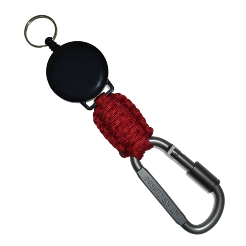 Extendable Keychains Badges Holder Badges Holder Strong Casing Metal Coiled Steel Wire Rope Carabiner Keyrings