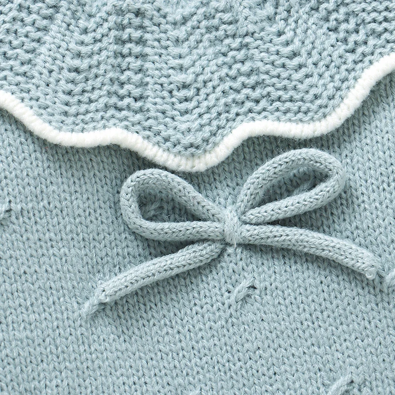 Baby Rompers Knitting for Newborn Infant Girls One Piece Jumpsuits Outfits 0-9m Casual Blue Outwear Toddler Children's Playsuits 4