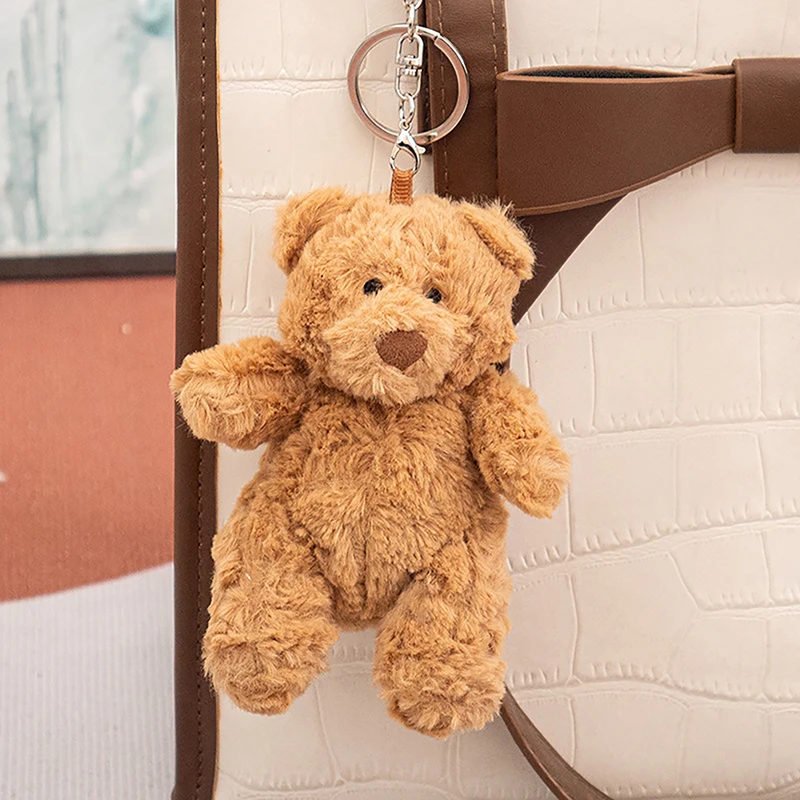 Cartoon Fluffy West Highland Dog Bear Doll Plush Toys Pendants Keychain Girls Presents For Backpack Bag Decor