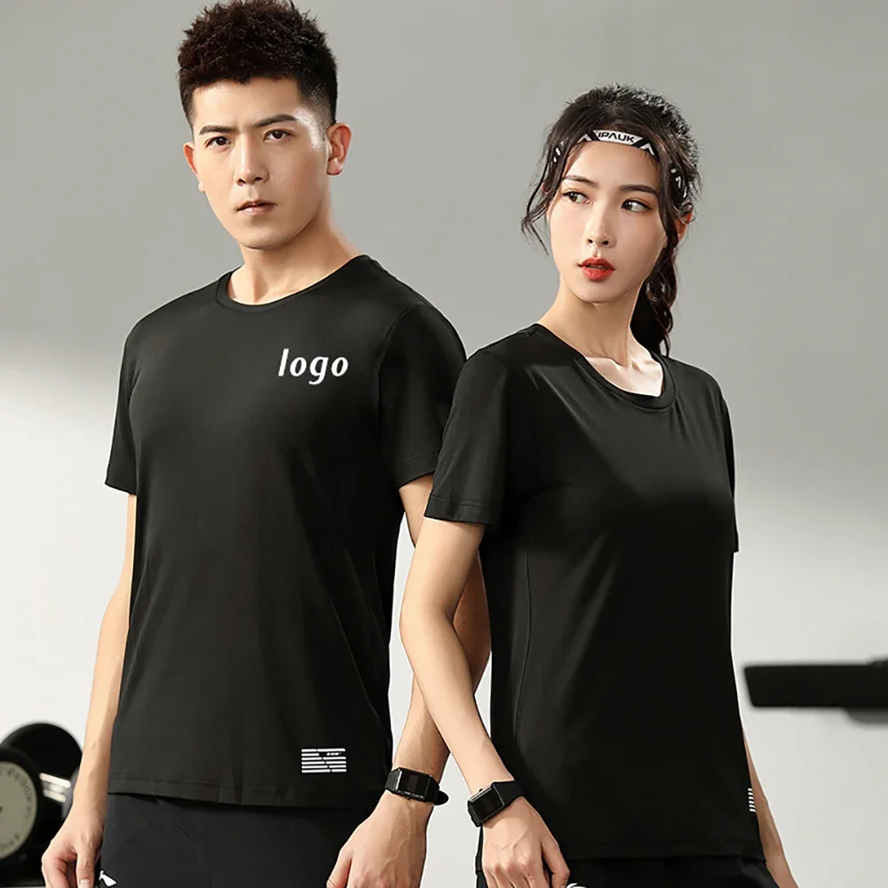 Running Men's T-shirt Customization Printed Embroidery Logo Men Women Quick Dry Sport Short Sleeve Tee Summer Gym Top Clothing