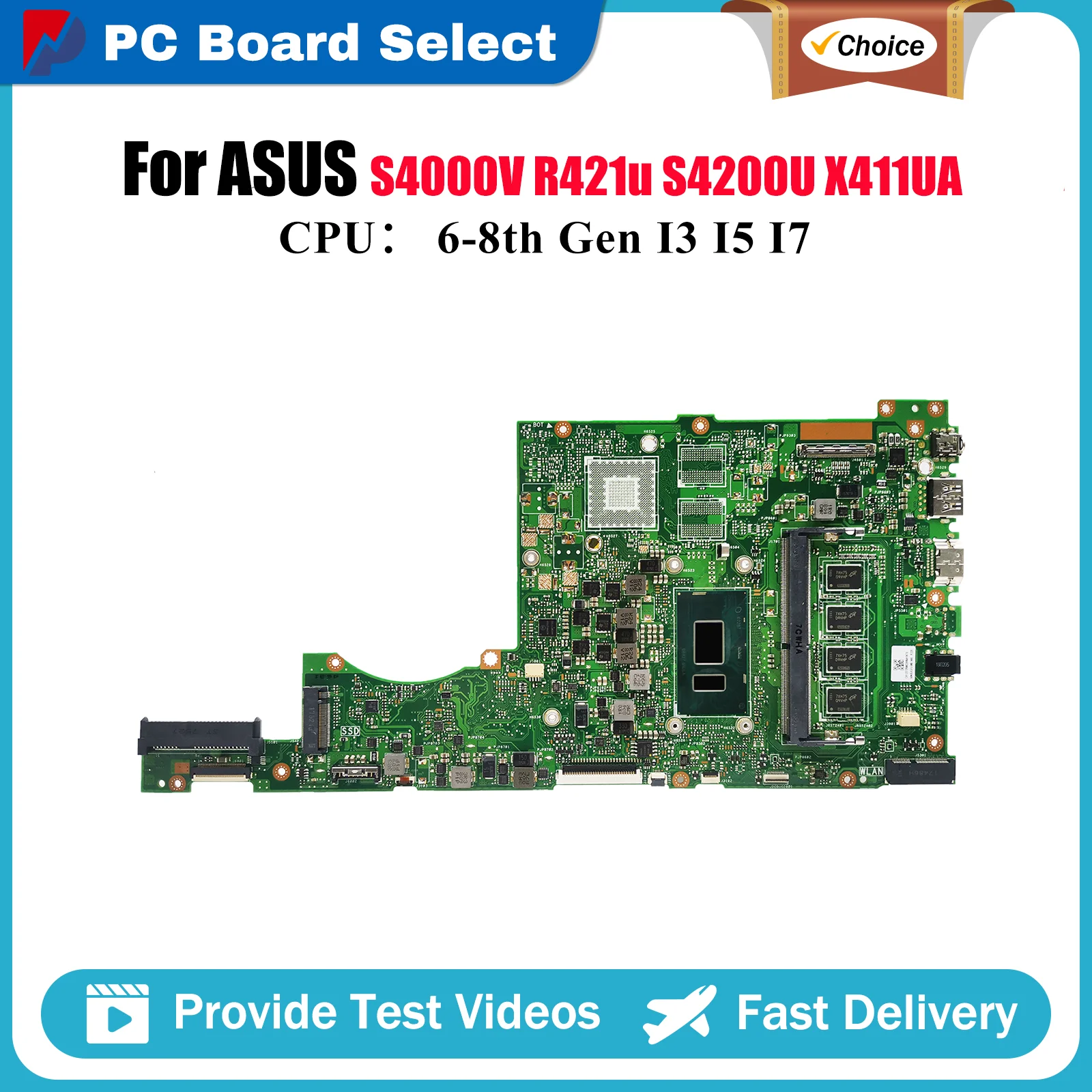 

X411UA Материнская плата для ноутбука ASUS S4000V X411UA X411UQ X411U r421u S4200U X411UV X411UNV X411UN X411UF Материнская плата I3 I5 I7 CPU
