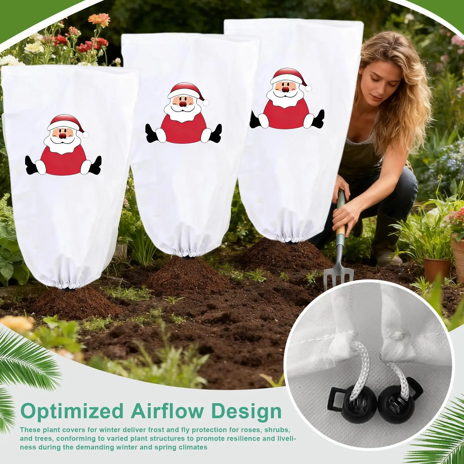 Winter Plant Covers Snow Barrier Breathable Blanket Christmas Design Outdoor Plant Covers For Winter For Tree Rose Shrub Bush
