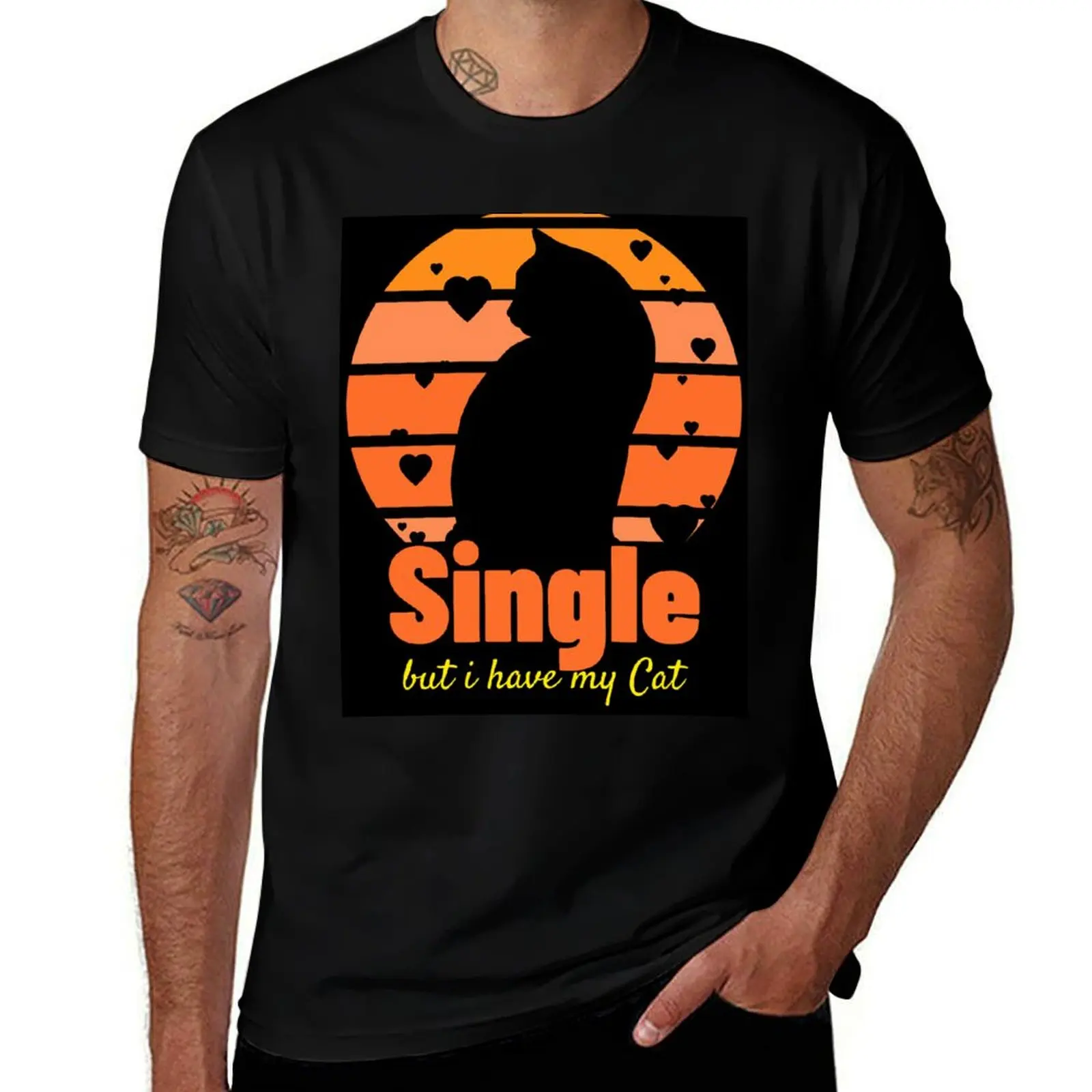 

Single but I have my cat T-Shirt anime tshirt cotton t shirt man