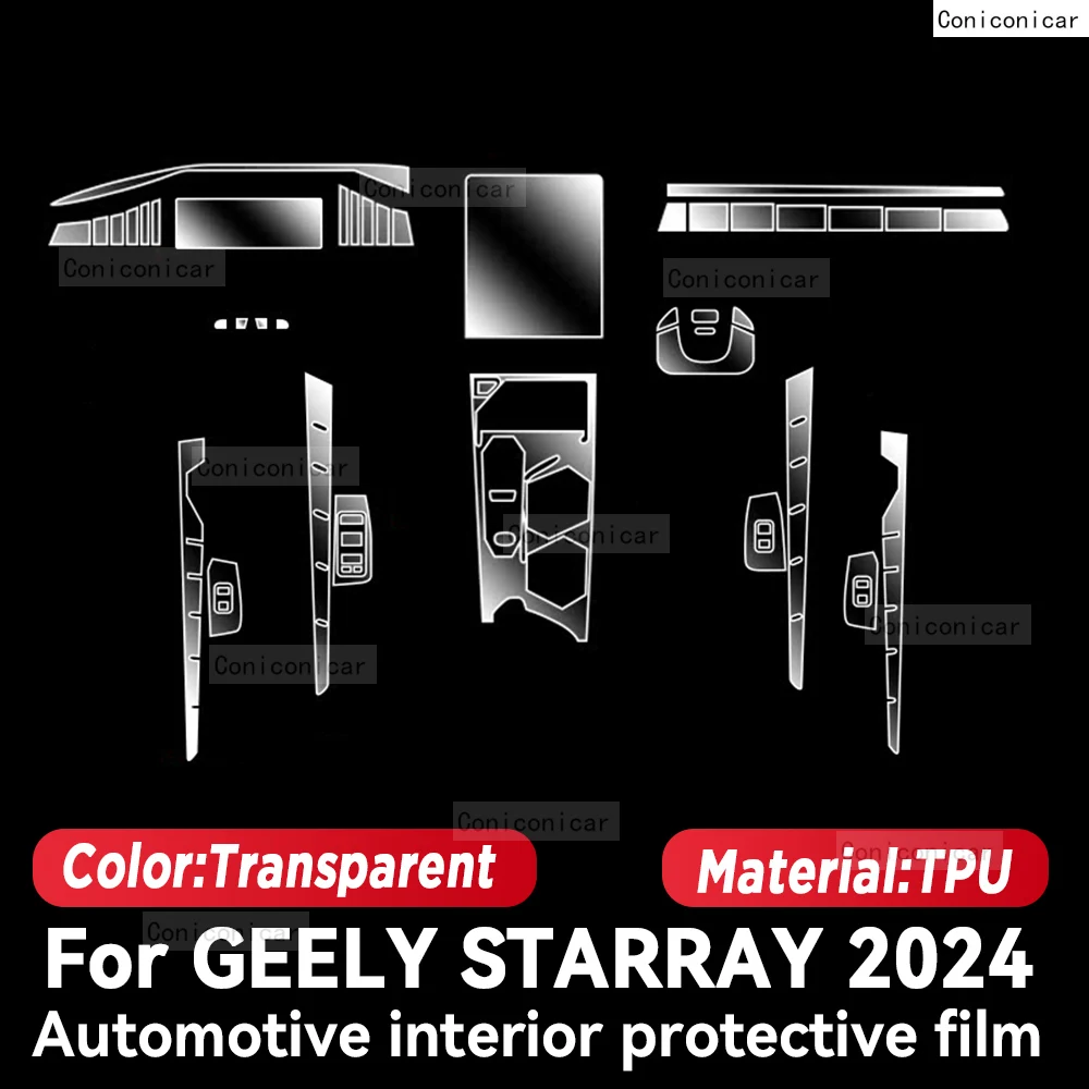 TPU For GEELY STARRAY 2024 Transparent Protective Film Car Interior Central Control Navigation Panel Accessories Sticker