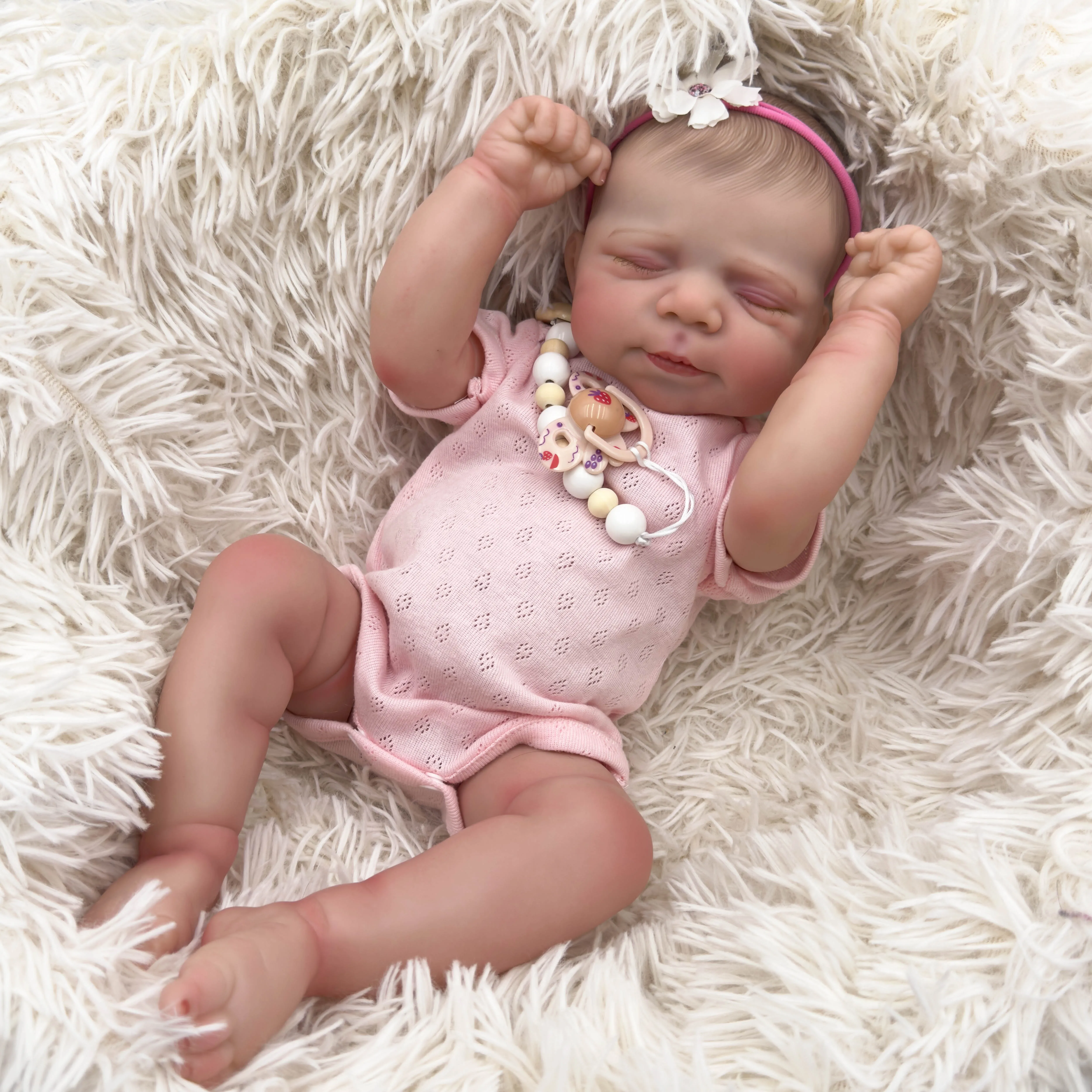 NPK 19-inch Pascale Cloth Body Newborn Baby Reborn Doll with Realistic 3D Skin Multiple Layers Painting Visible Veins Soft Touch