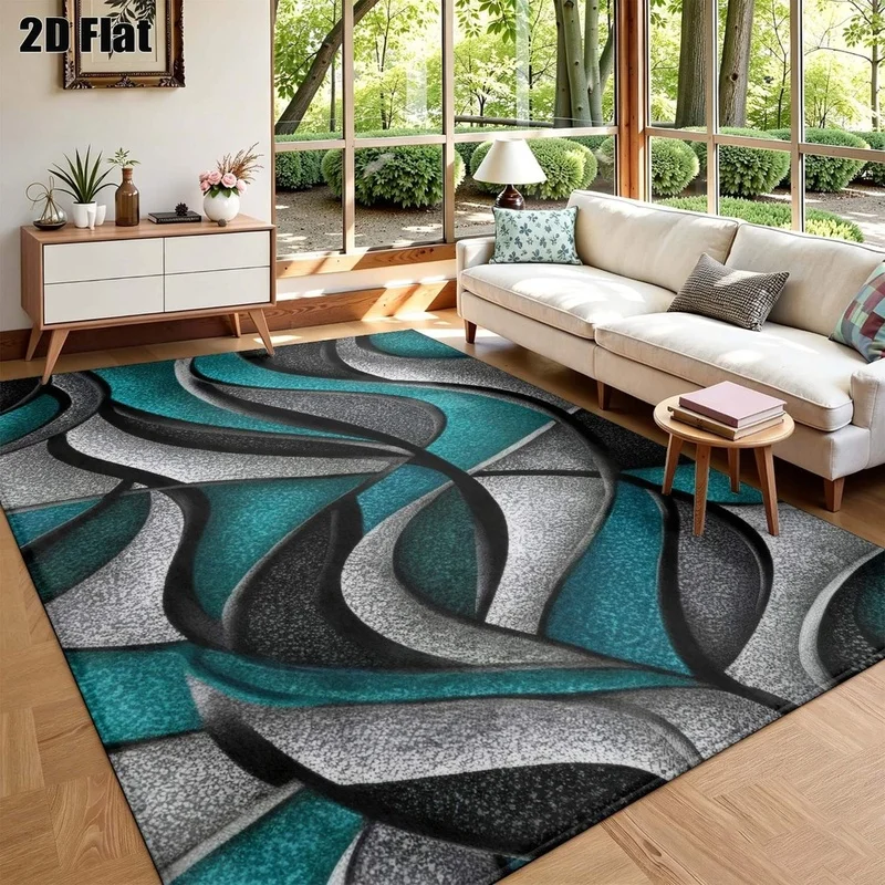 1Pc Luxury Minimalist Abstract Ripple Geometric Rug, Machine Washable, Personalized Decoration, Essential for Ins Style Home, Applicable to Living Room, Bedroom, Entryway, Office, Corridor and Other Areas