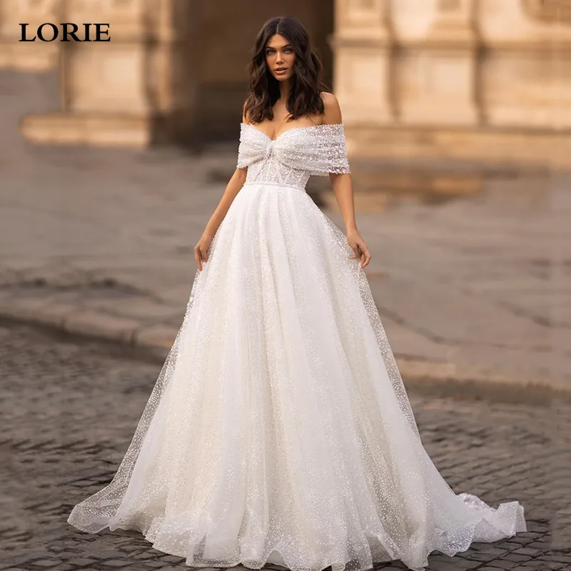 

LORIE 2 Pieces Wedding Dresses A Line Shiny Glitter Wedding Gown Floor Length Wedding Gowns 2023