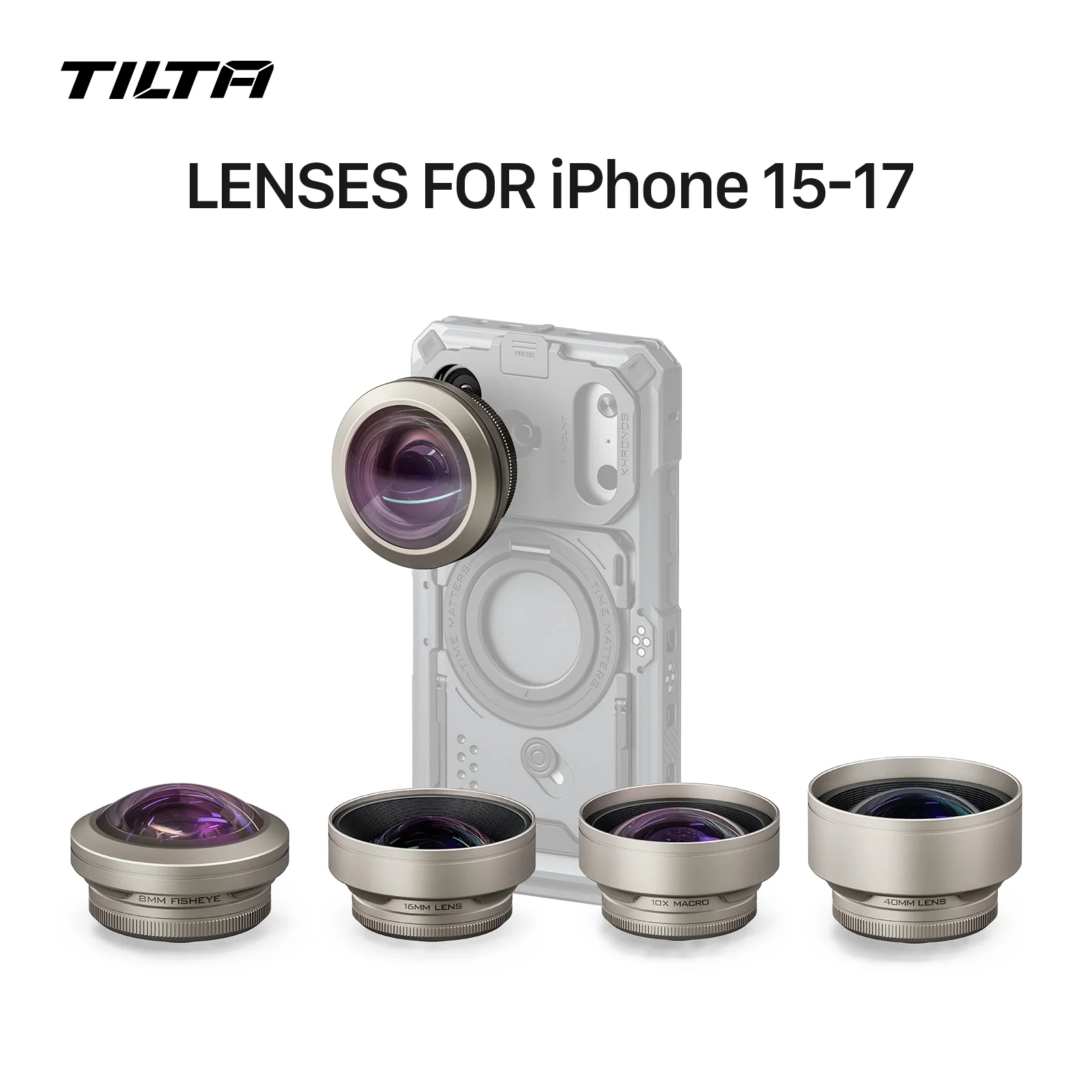 Image of TILTA Khronos Fisheye-Objektiv 16mm Weitwinkelobjektiv Micro 10x Makro-Objektiv Teleobjektiv Kameraobjektiv T-Mount-Objektive für iPhone