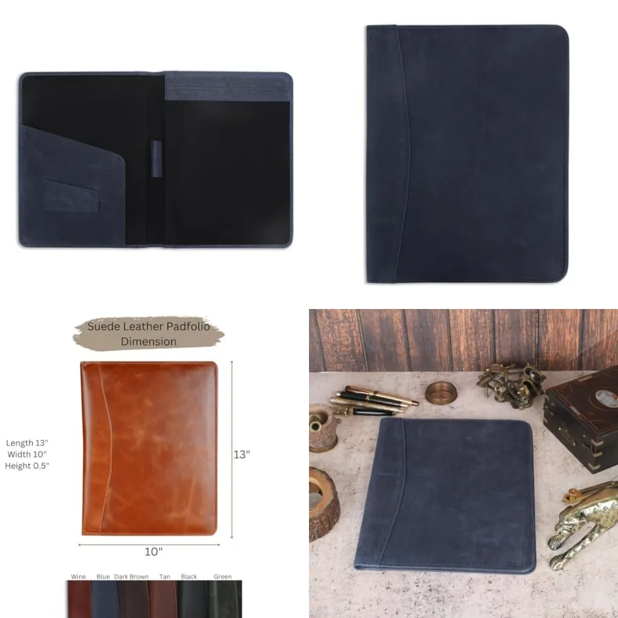 

Heavy Duty Buffalo Leather Legal Pad Portfolio Handmade Executive Notebook Binder, Professional Padfolio Organizer Gift for Men