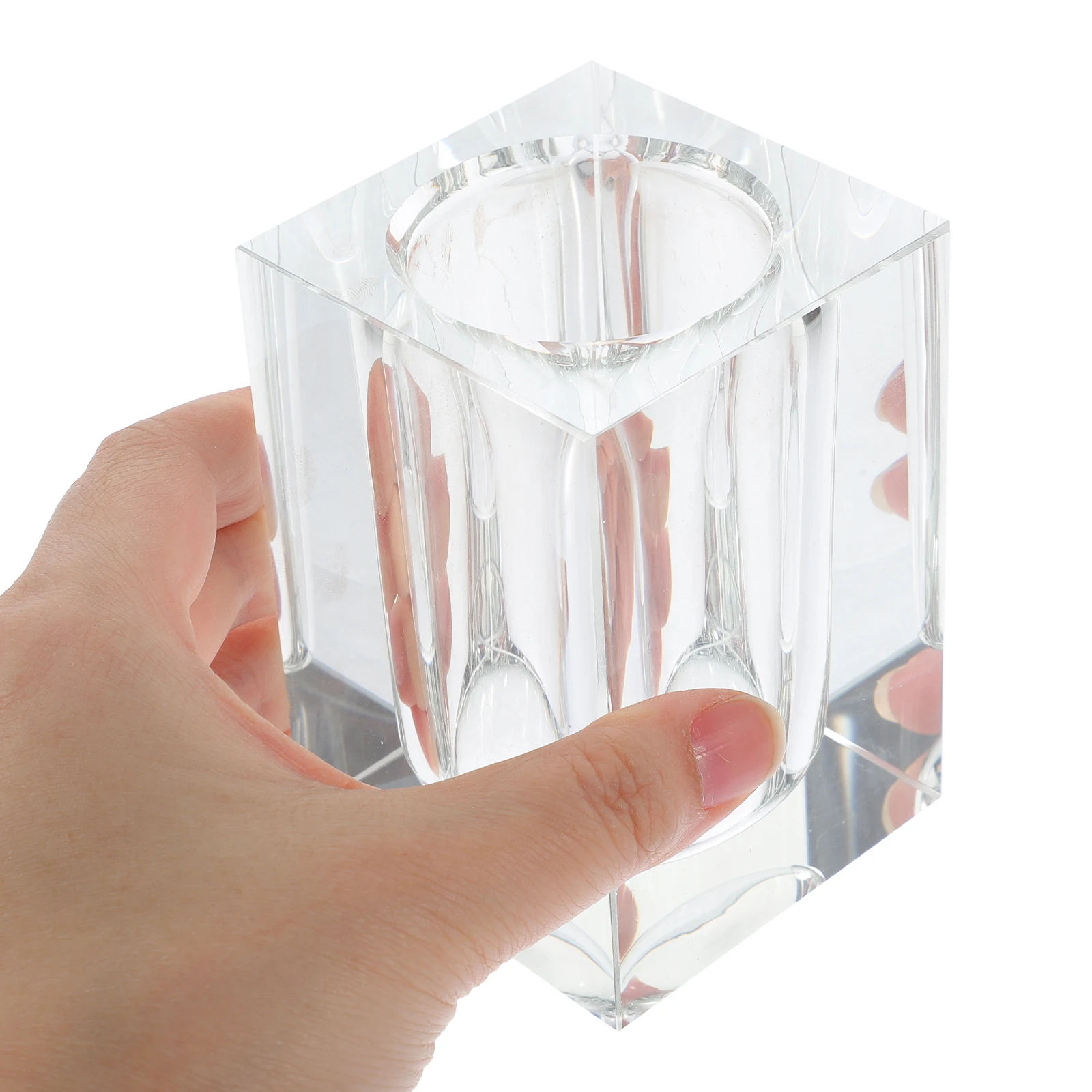 

Acrylic Pen Holder Makeup Organization Pencil Rotating Brush White Crystal Storage Organizer Clear Utensil
