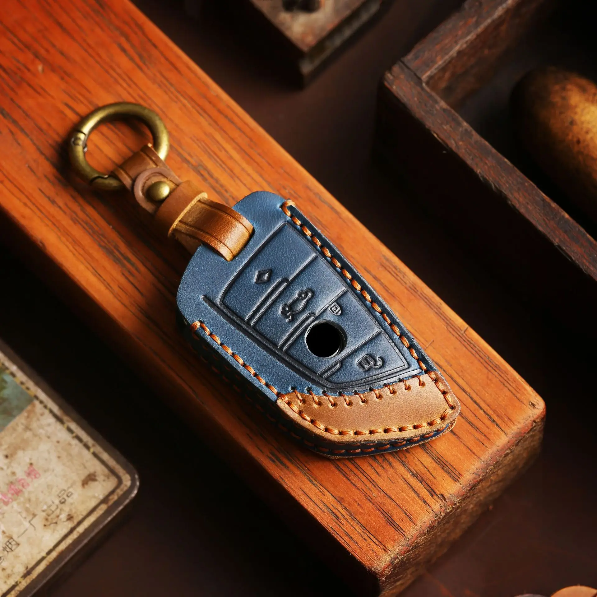 Genuine Leather Car Key Case Cover For BMW X1 X3 X4 X5 5 7 Series F30 G30 Key Fob Protector 8 Colors