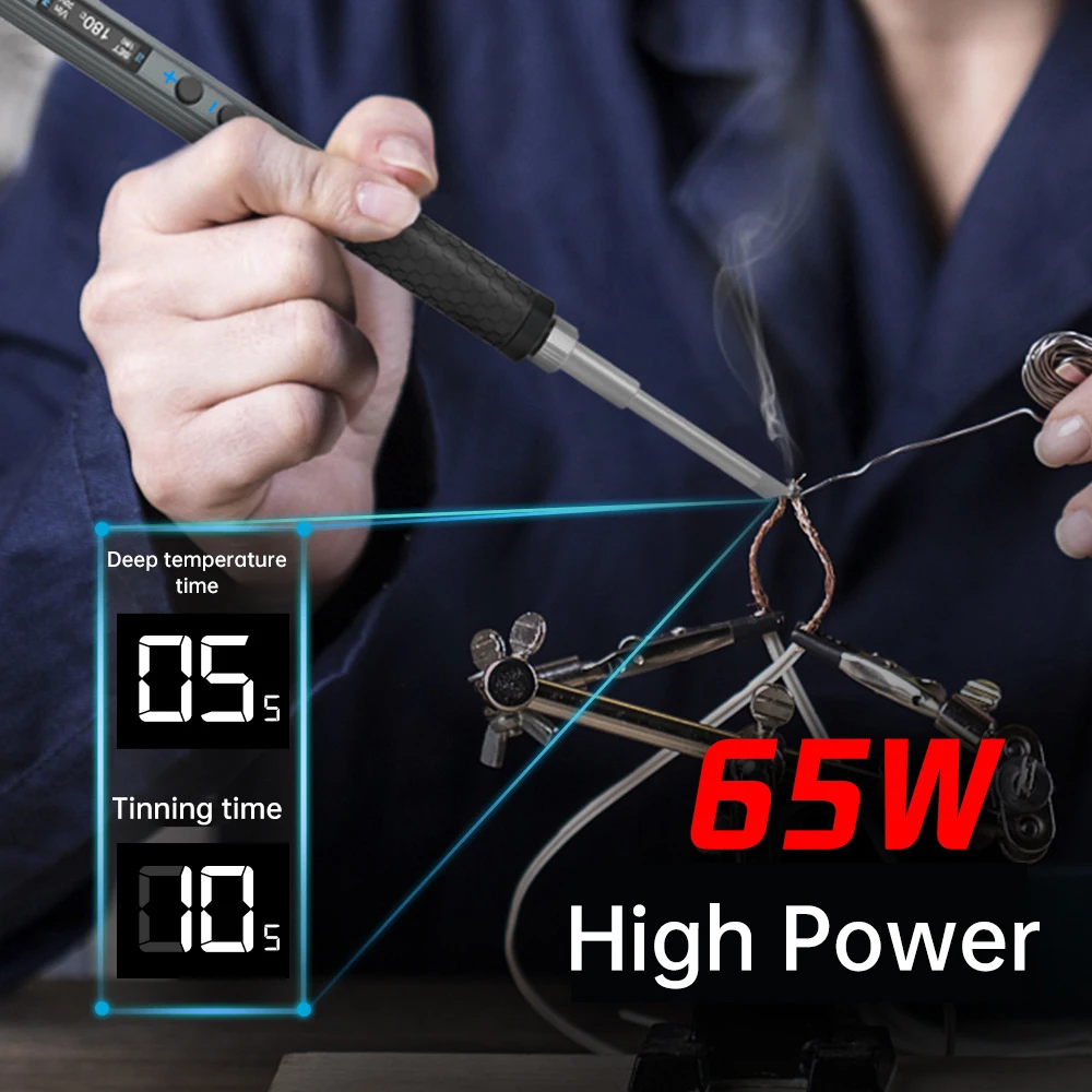 

65W T12 Intelligent Soldering Iron AC 100-240V OLED Display Internal Heating Costant Temperature Electric Iron with Bracket