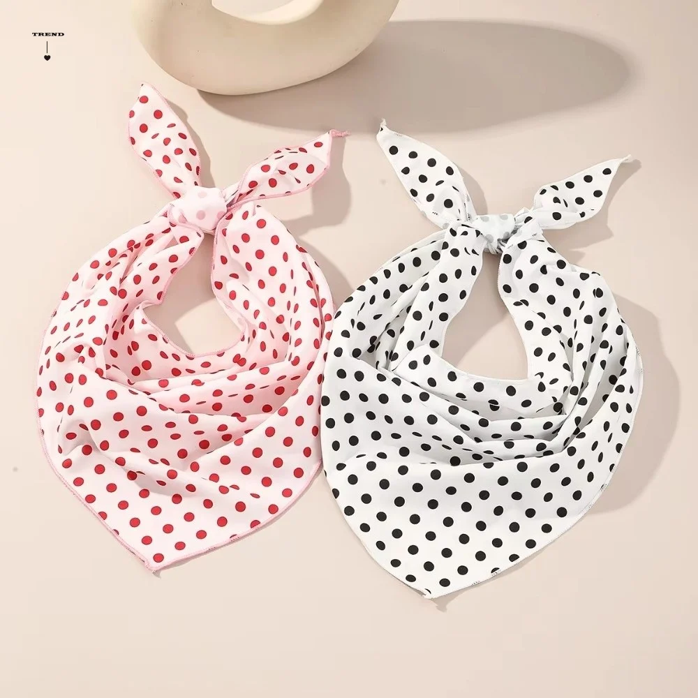

Stacked Wear Solid Color Polka Dots Triangle Scarf Thin Versatile Foulard Hair Band Polyester Neckerchief Bandana Spring Summer