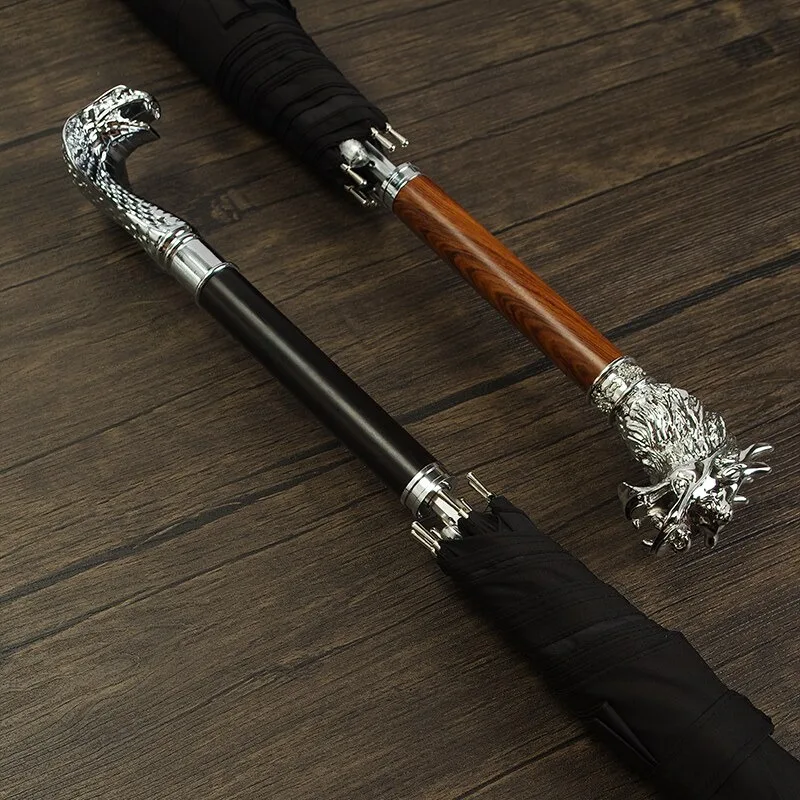 Retro Umbrellas Large Long Handle Automatic Umbrella 12 Chinese Zodiac Animals Umbrellas Creative Wind-resistant Rain Gear