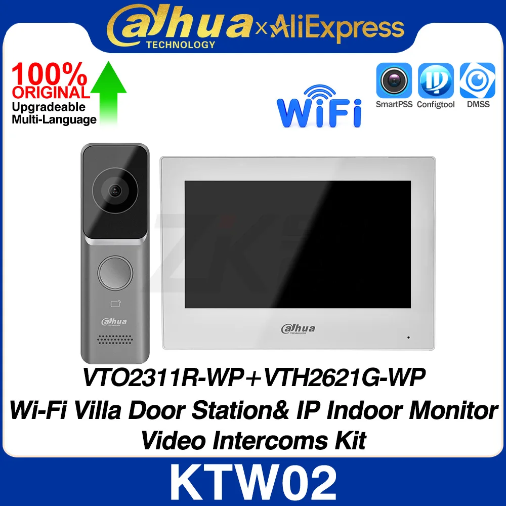 

Оригинальный комплект видеодомофона Dahua KTW02 Wi-Fi, включает в себя таблицу домофона для виллы, дисплей и внутренний монитор