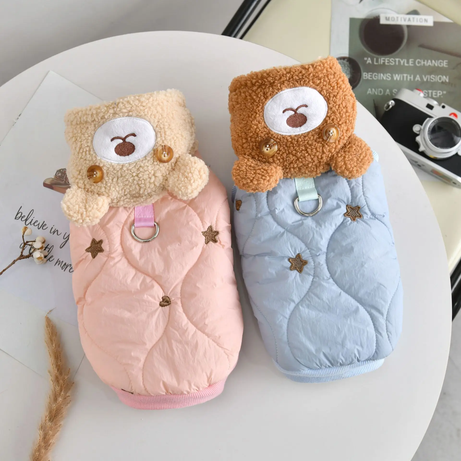 Harness Bär Kleidung für Hund Rosa Blau Chihuahua Corgi Haustier Kleine mittelgroße Rasse Welpen Hoodie Winter Warmer Katzenmantel und Jacke