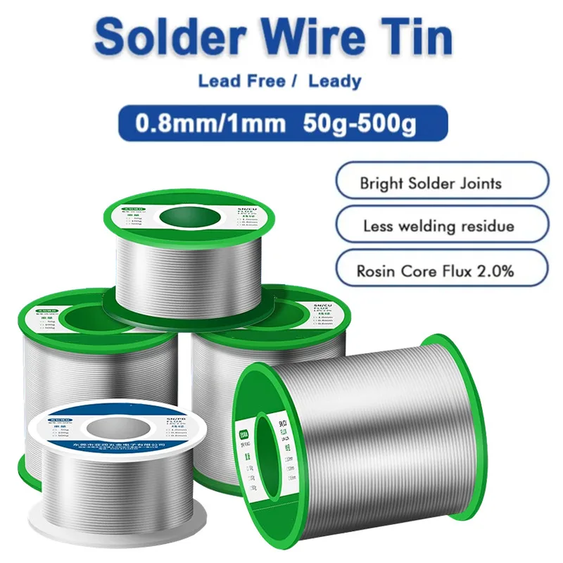 50g-500g Lead-free Solder Tin Wire 25-99.3% Tin  Soldering Wire Roll for Electronic Repair Low Melting Point Tin Wire Flux