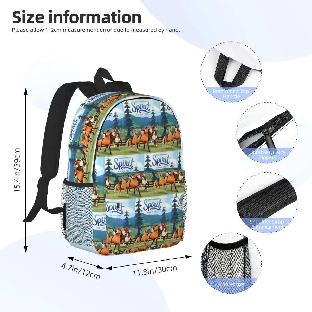 Spirit Riding Free Backpack Student BookBag Children School Bag Laptop Shoulder Bags for Men Women