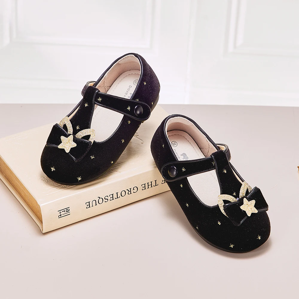 Dave Bella Girls Princess Leather Shoes Kids' Festive Shoes Children 4 to 12 Autumn Spring Black Elegant Party Fashion DB3262378