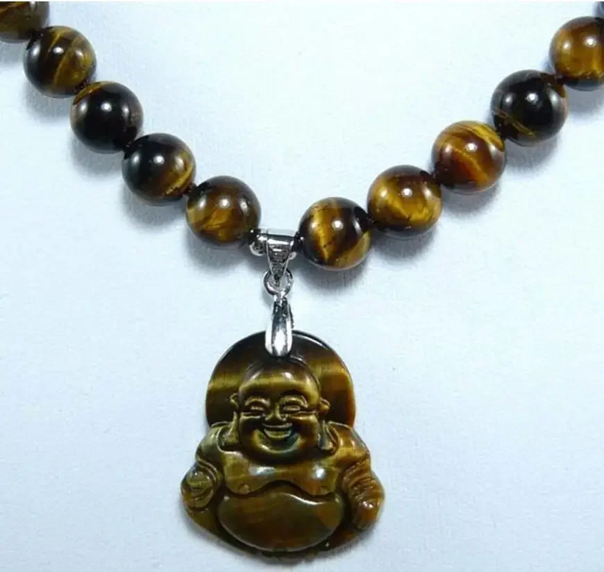 tiger eye jade necklace Buddha/Guanyin lucky pendant