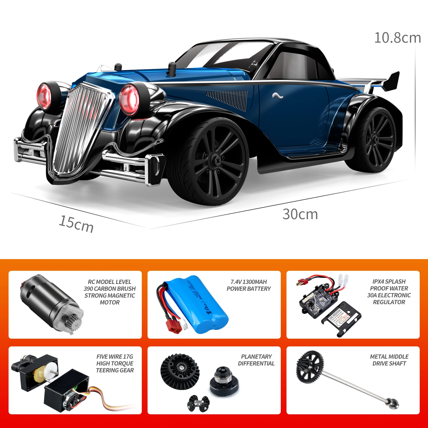 1:16 Scale Supercar Model RC Toys 4WD RC Drift Cars 35km/h High-Speed Racing Cars 2.4Ghz Remote Control Toys Racing Hobby Gifts