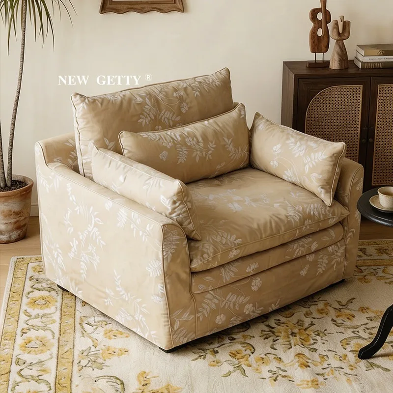Cream wind embrace single leisure chair, ancient style and advanced sense in the living room, small forest fully dismantled and