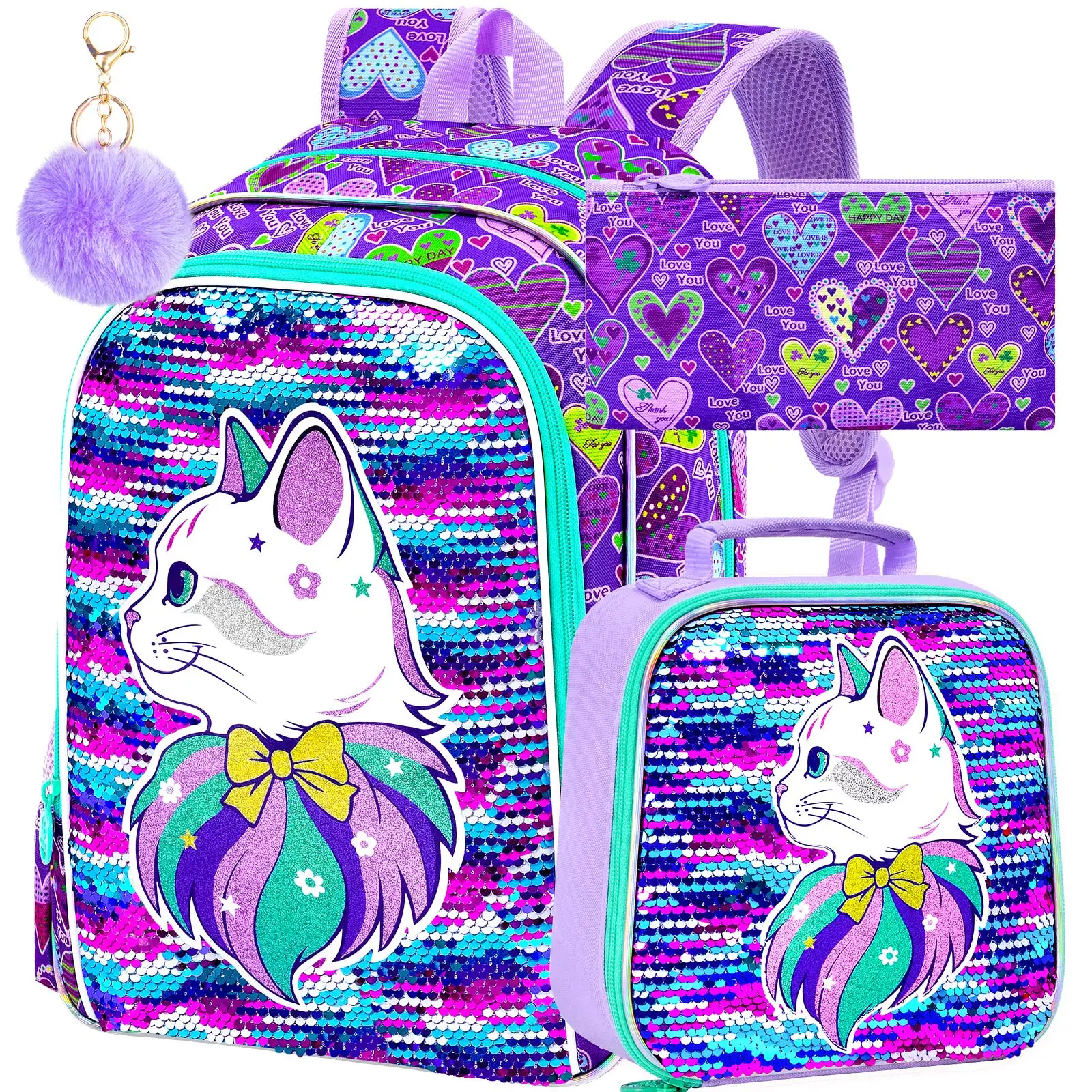kid's-backpack-3pcs-16-inch-uv-print-sequin-cat-girls-school-backpack-set-one-backpack-one-handbag-and-one-pencil-case