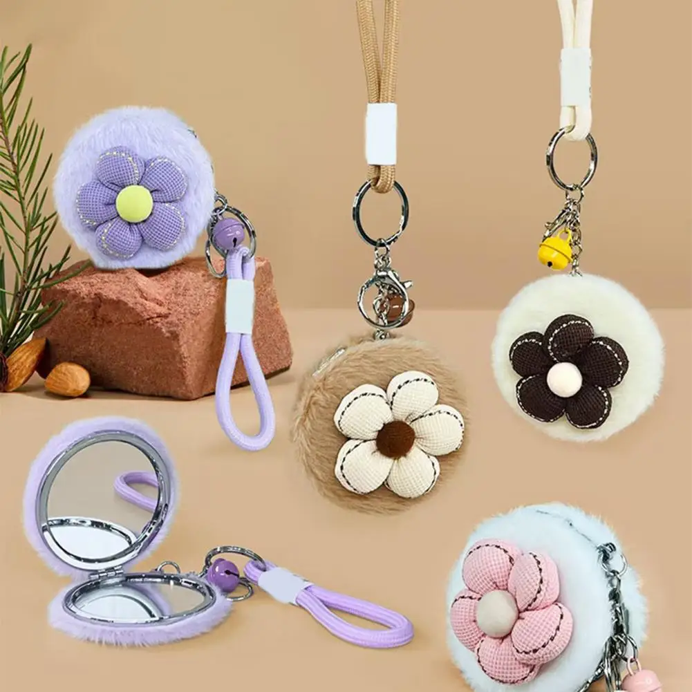 Plush Animal Makeup Mirror Travel Double-sided Vanity Mirror High Clarity Cosmetic Mirror Keychain Hanging Decoration