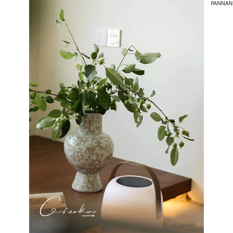 

Qianqiu Ronghua full hand-painted ceramic vase living room tabletop ornament