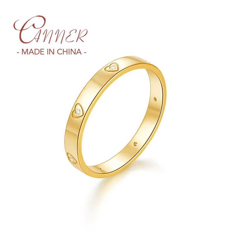 

CANNER 2024 New Trend S925 Sterling Silver Clear Zircon Love Heart Finger Ring For Women Wedding Rings Fine Jewelry Anillos Gift