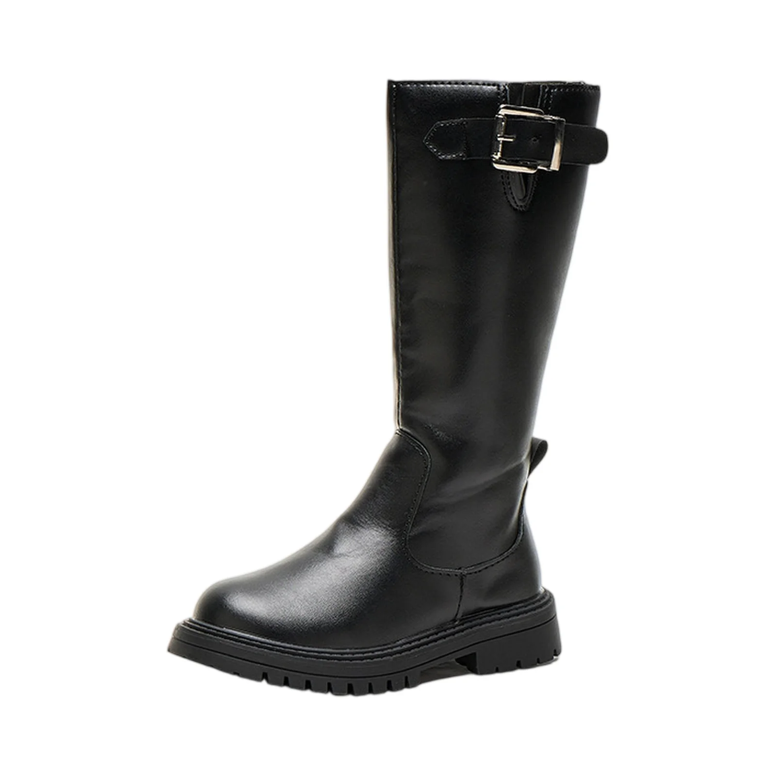 Girls Fleece Lined High Top Boots with Zippers Warm Fashionable Children's Waterproof Non Slip Synthetic Leather Booties