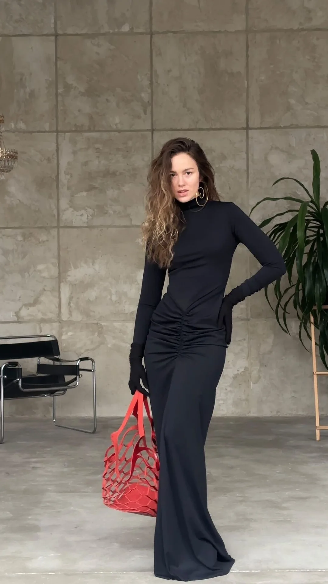 Women's Autumn Solid Long Sleeve Maxi Dress High Waist Slim Round Neck Party Dress Winter 2025 Classic Skinny Stretch Long Robe - view 4