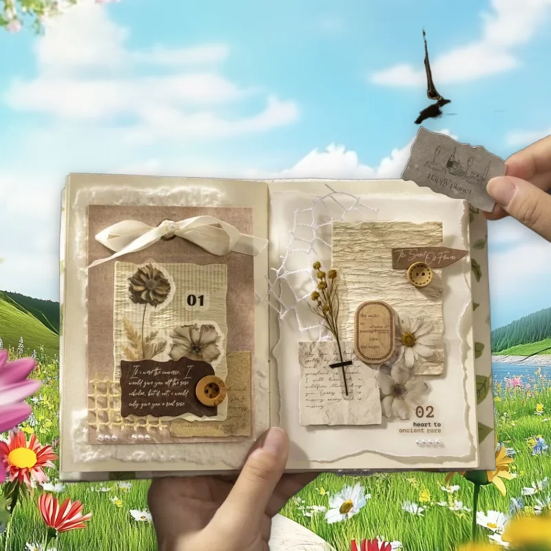 1pack/2pack 60 Sheets Light Vintage Base Material Journal Mixed Set Time Inspiration Collection Series