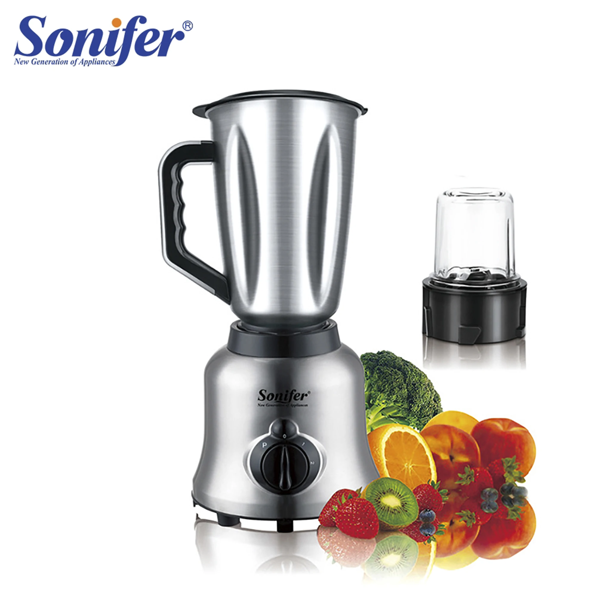 Sonifer-licuadora y exprimidor de carne 2 en 1, mezclador de cocina de acero inoxidable de 400W, procesador de alimentos y frutas, batidos de hielo