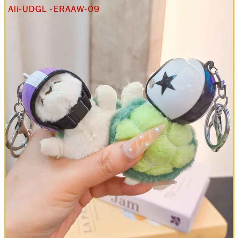 Animal-Themed Sea Turtle Keychain; Car Helmet Decoration Bag Charm Plush Pendant