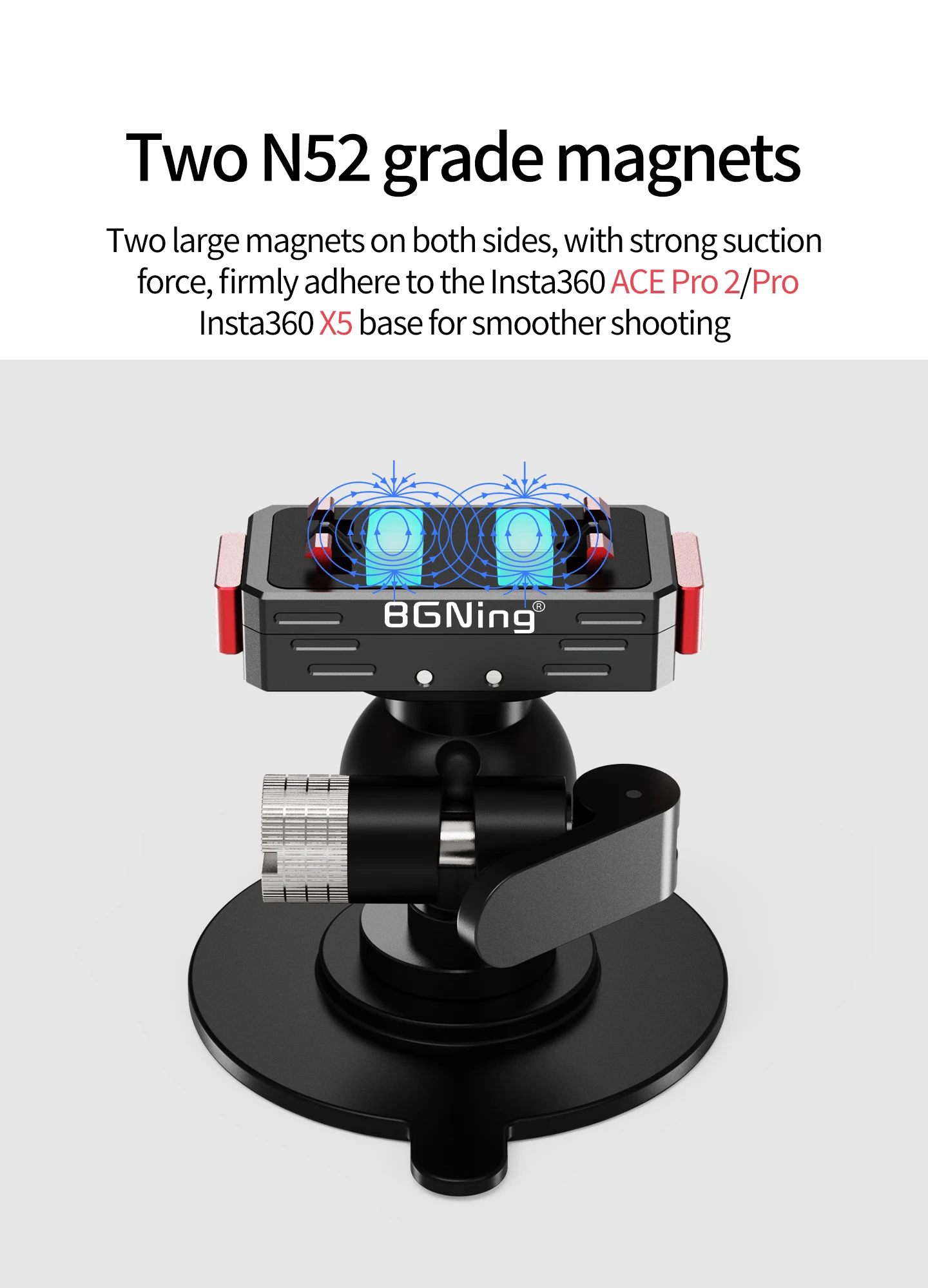 Verstellbare Kugelkopf-Kamerahalterung mit Klebe- und Saugnapfbefestigung für Motorrad und Auto, geeignet für Insta360 GO Ultra X5 X6 Ace Pro2 mit Magnetfuß – Detail 18