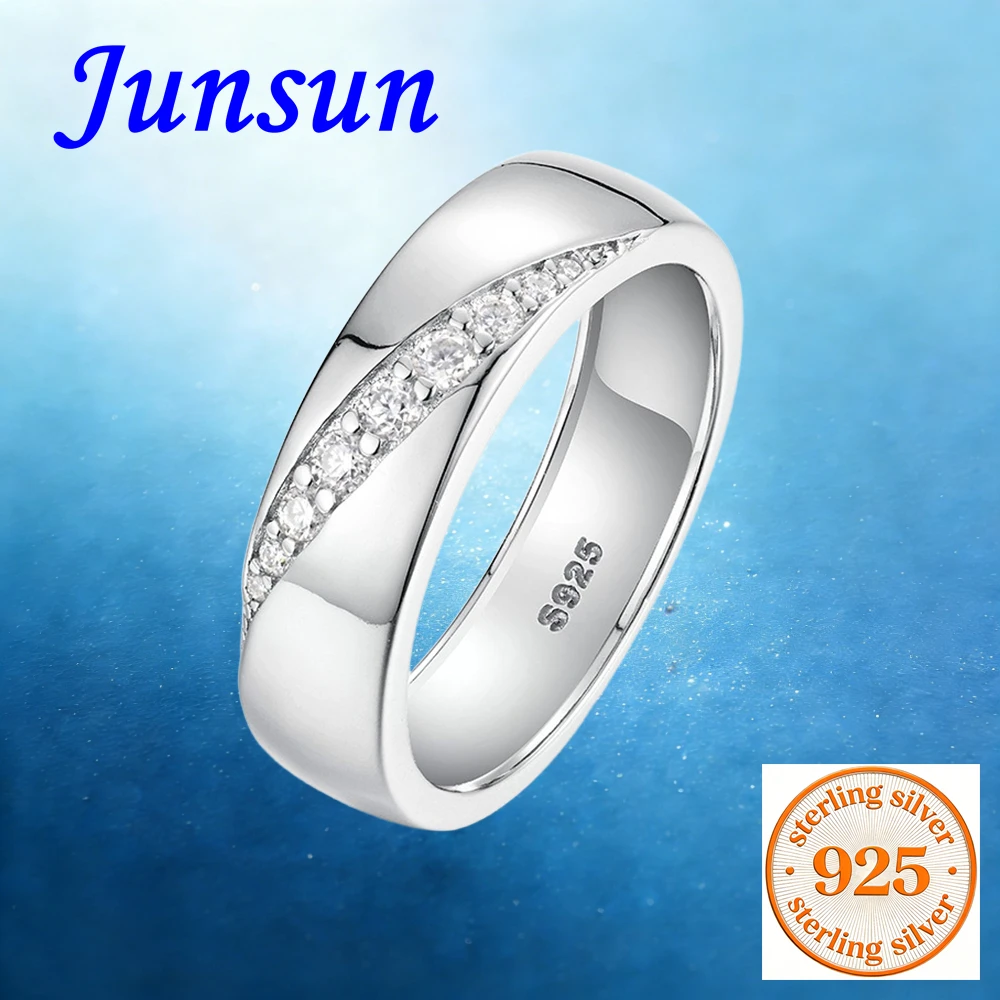 

Кольцо с муассанитом Junsun для мужчин и женщин, из стерлингового серебра S925, ювелирное изделие с сертификатом для жены и мужа