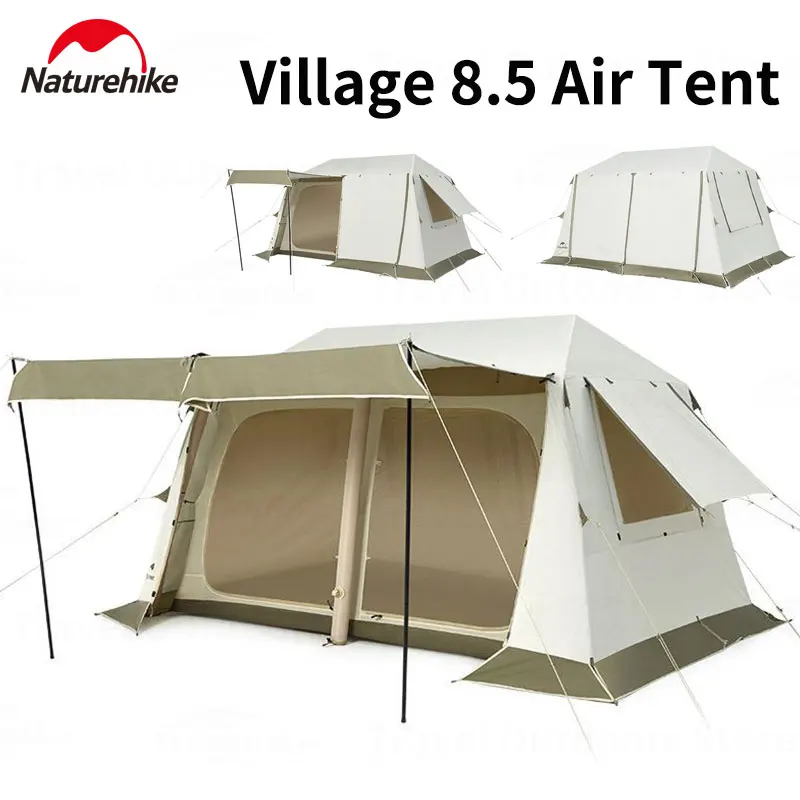 

Naturehike Village 8.5 Air Tent Camping 13㎡ Large Inflatable Tent Travel Awning Tent 3-4 People Waterproof Tourist Tent Pump