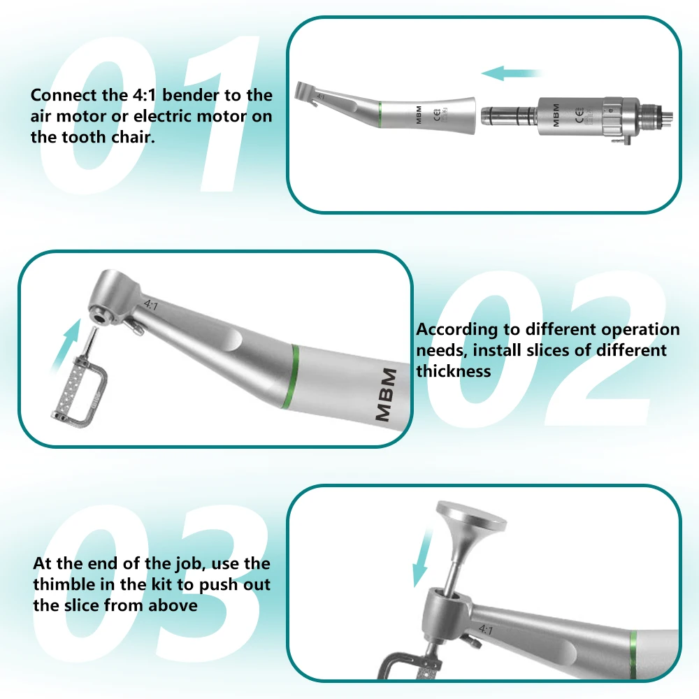 MBM ทันตกรรมจัดฟัน Interproximal เคลือบลด IPR ลูกสูบตัดระบบ 1:1 Contra ANGLE Handpiece