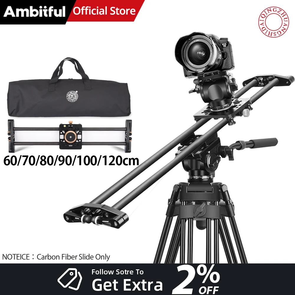 QZSD QH7 60/80/100/120cm Carbon Fiber Slide Manual Time Delay Anti-Shake Track Silent Smooth Damping Rail Gimbal for DSLR Camera