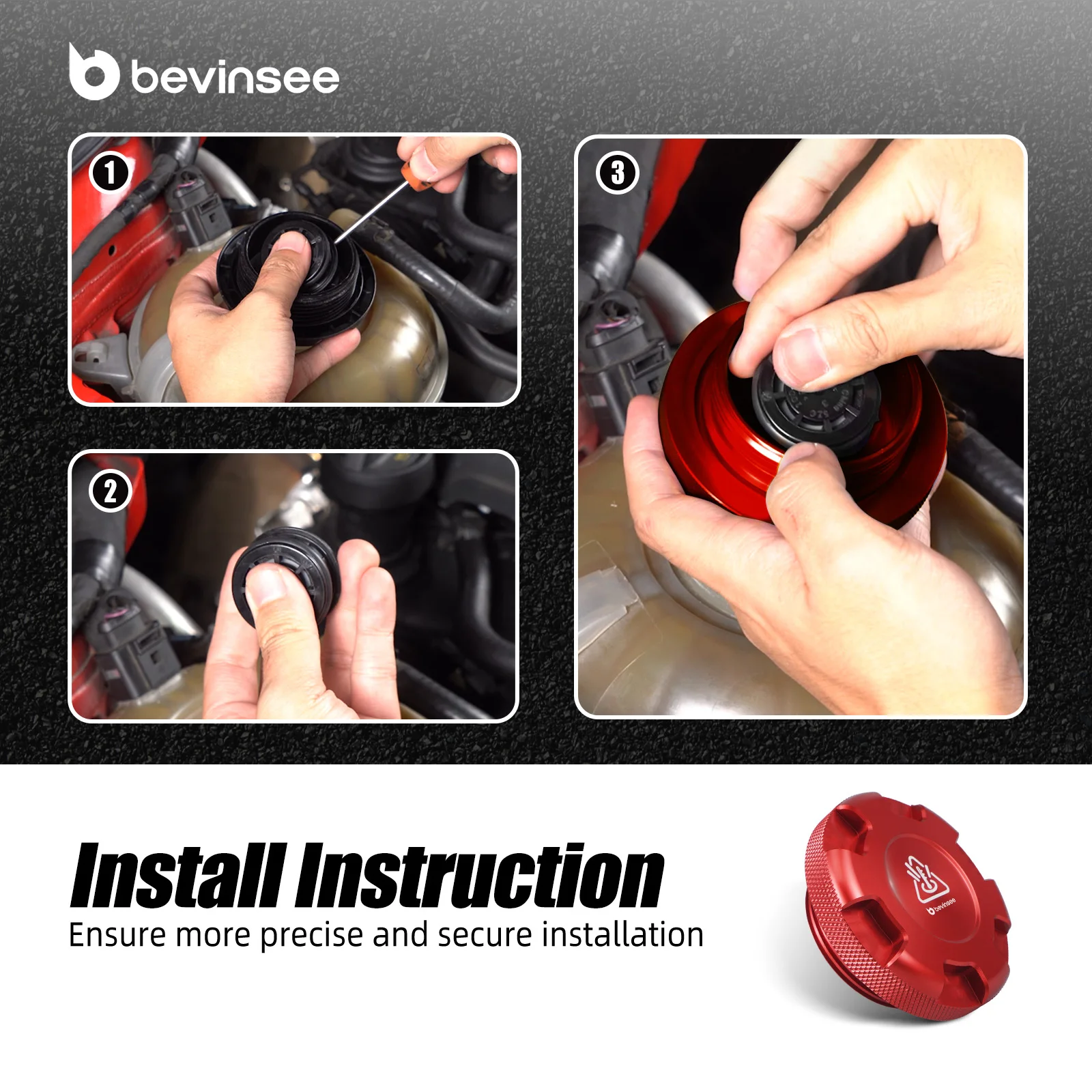 Tampa do tanque do reservatório de líquido refrigerante BEVINSEE para VW Golf MK7/MK8/MK6, para Audi A3 S3 8V/8Y,TT Q2 Q3, para SEAT Leon 5F, para Skoda Octavia