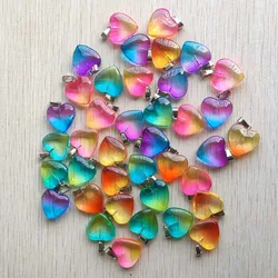 Fashion colorful glass mix heart charm pendants diy jewelry making Accessories fast shipping Wholesale 50pcs/lot good quality