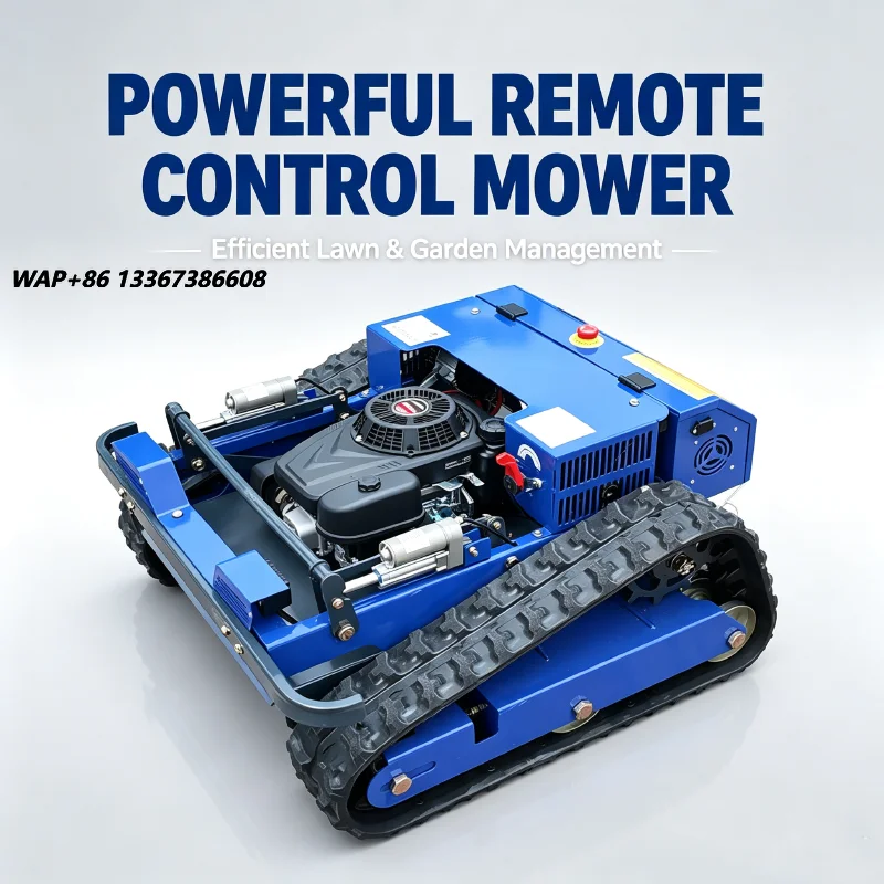 High EfficiencyCrawler Remote Control Robot Lawn Mower Adjustable Cutting Height For Farm