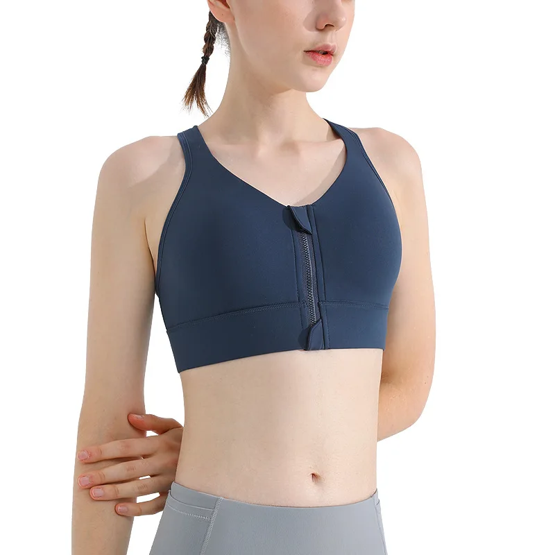 

Front Zipper All-in-one Sports Bra Shockproof High Strength Beauty Back Running Yoga Bra Top Fitness Women Vest